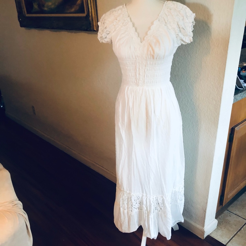 White Peasant Lace Dress by Anna Kaci Wedding - Picture 5 of 14
